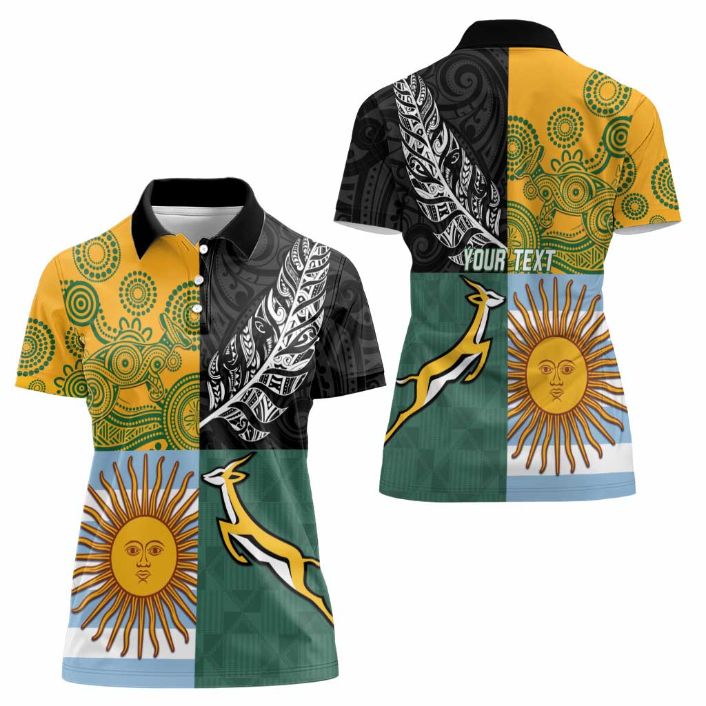 Personalised Rugby 2025 Championship Women Polo Shirt Combination of Southern Hemisphere Countries LT14 - Polynesian Pride