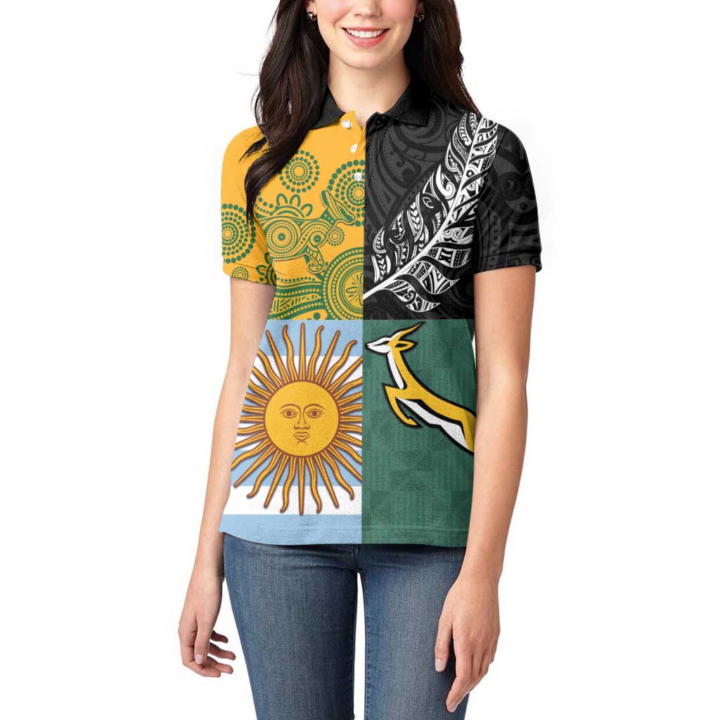 Personalised Rugby 2025 Championship Women Polo Shirt Combination of Southern Hemisphere Countries LT14 - Polynesian Pride