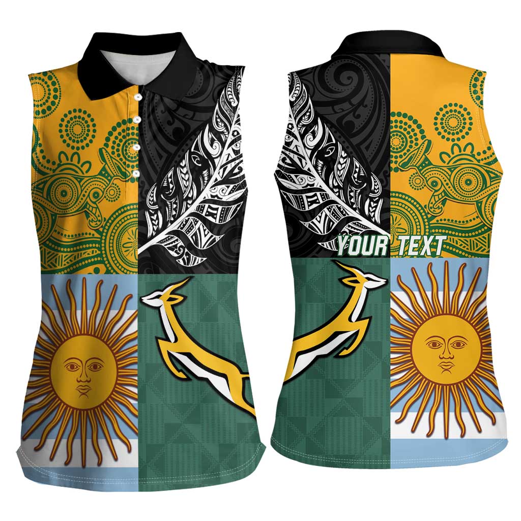 Personalised Rugby 2025 Championship Women Sleeveless Polo Shirt Combination of Southern Hemisphere Countries LT14 - Polynesian Pride
