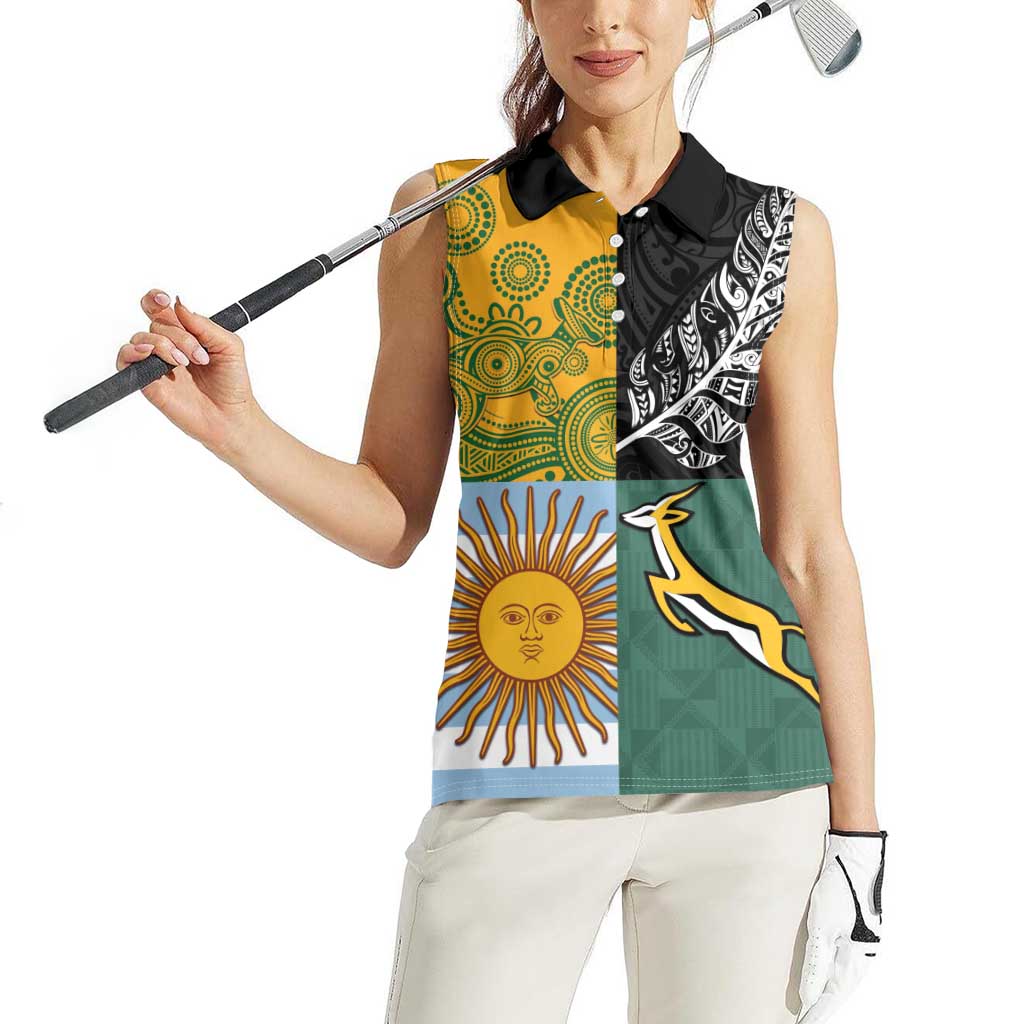 Personalised Rugby 2025 Championship Women Sleeveless Polo Shirt Combination of Southern Hemisphere Countries LT14 - Polynesian Pride
