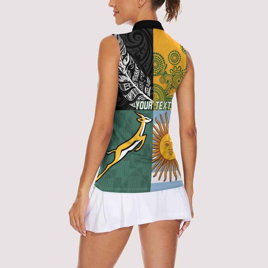 Personalised Rugby 2025 Championship Women Sleeveless Polo Shirt Combination of Southern Hemisphere Countries LT14 - Polynesian Pride
