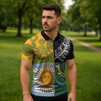 Personalised Rugby 2025 Championship Zipper Polo Shirt Combination of Southern Hemisphere Countries - Polynesian Pride