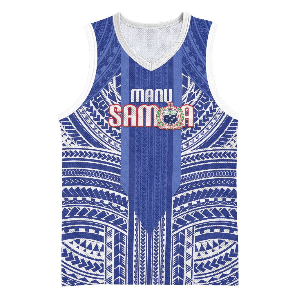 Custom Manu Samoa Rugby 2026 Basketball Jersey Samoan Pattern LT14 Unisex Blue - Polynesian Pride