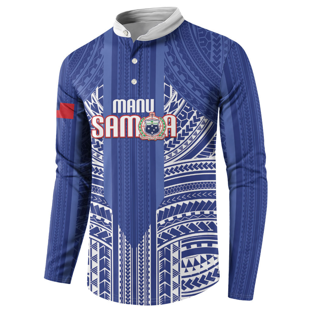Custom Manu Samoa Rugby 2026 Button Sweatshirt Samoan Pattern