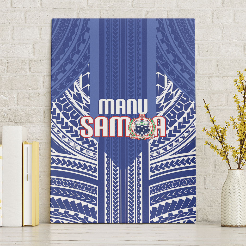 Manu Samoa Rugby 2026 Canvas Wall Art Samoan Pattern LT14 Without Frame Blue - Polynesian Pride