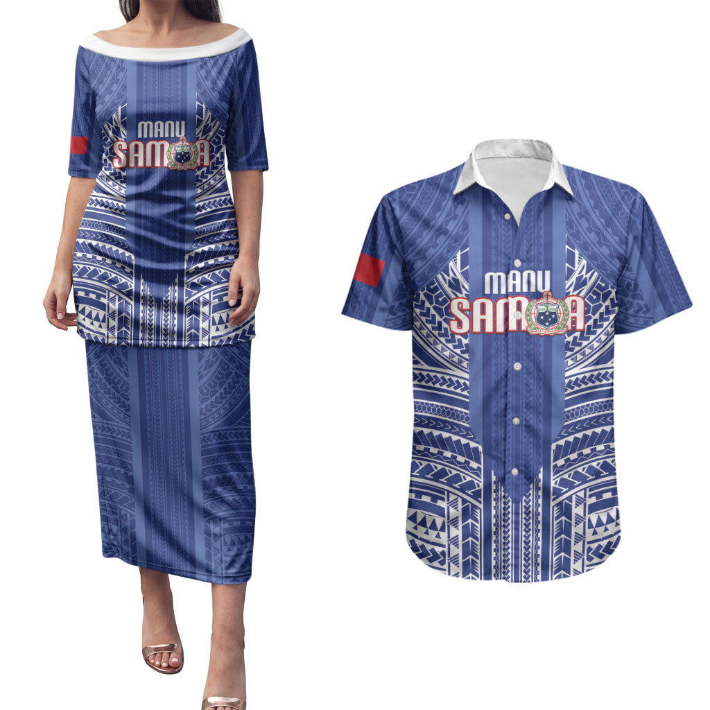 Custom Manu Samoa Rugby 2026 Couples Matching Puletasi and Hawaiian Shirt Samoan Pattern