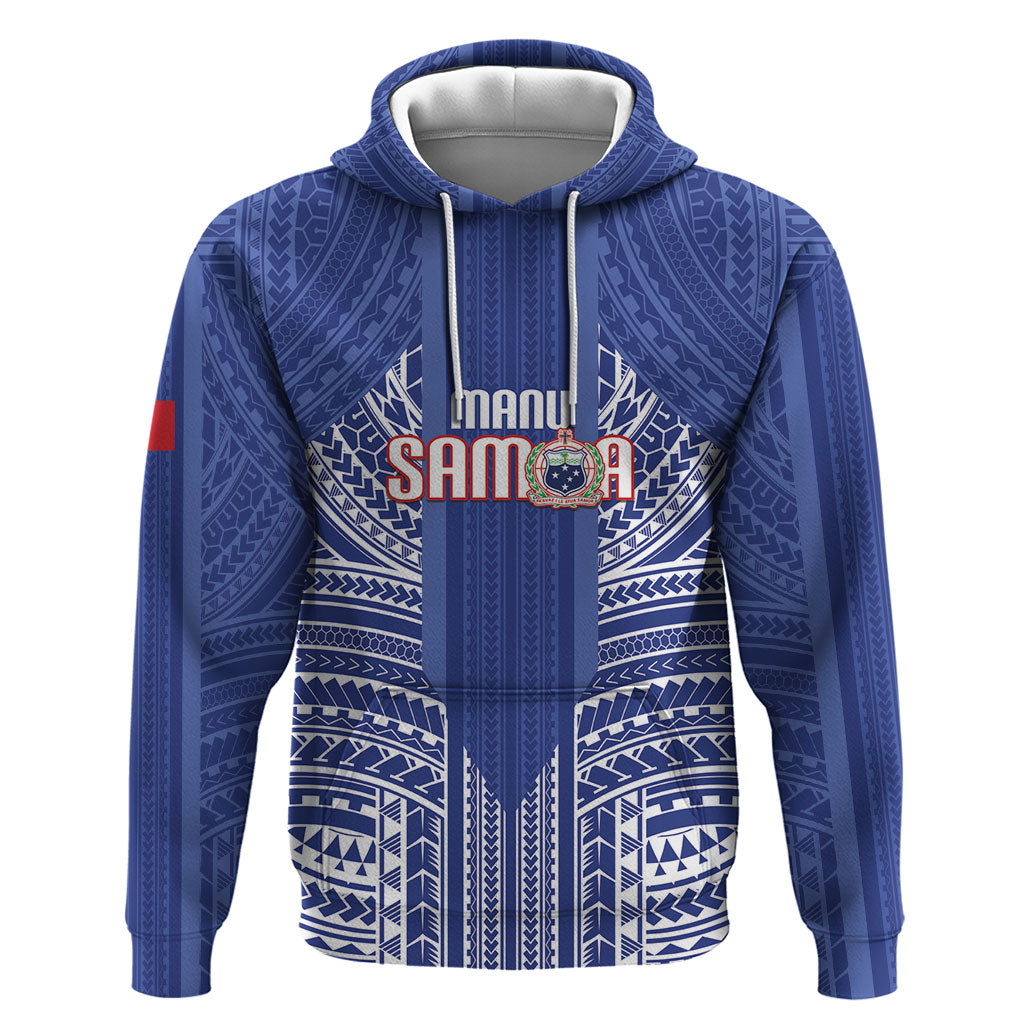 Custom Manu Samoa Rugby 2026 Hoodie Samoan Pattern LT14 Pullover Hoodie Blue - Polynesian Pride