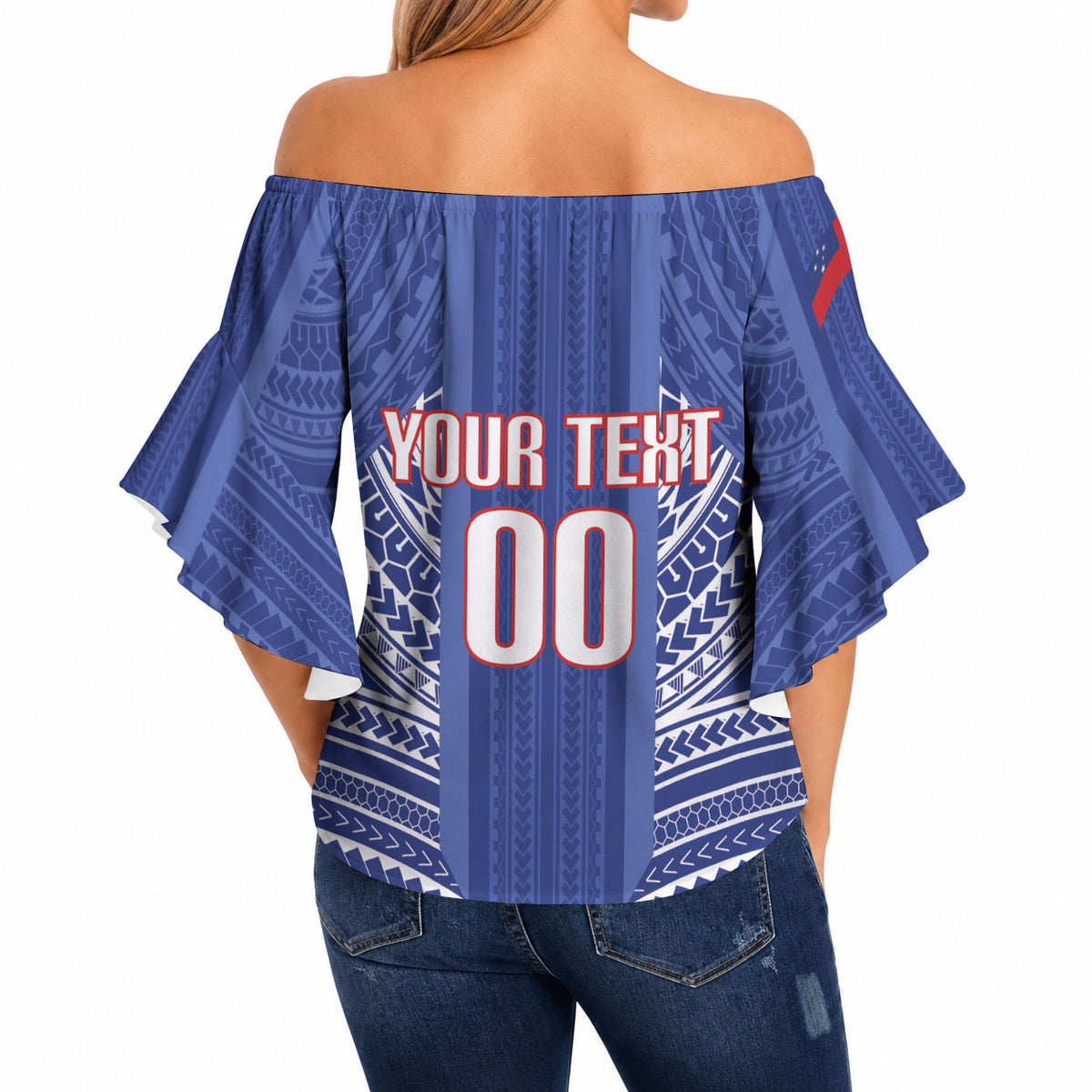 Custom Manu Samoa Rugby 2026 Off Shoulder Wrap Waist Top Samoan Pattern LT14 - Polynesian Pride