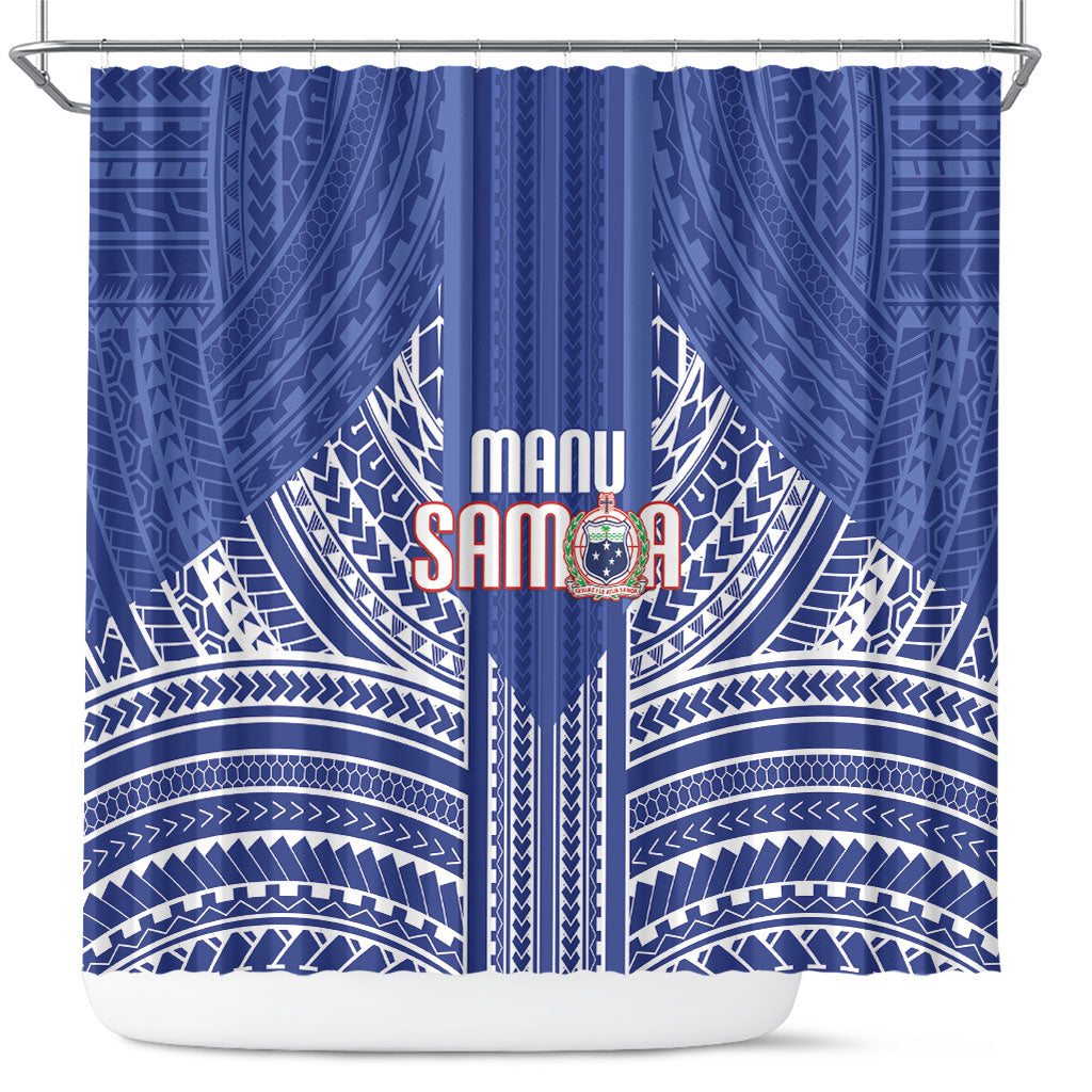 Manu Samoa Rugby 2026 Shower Curtain Samoan Pattern