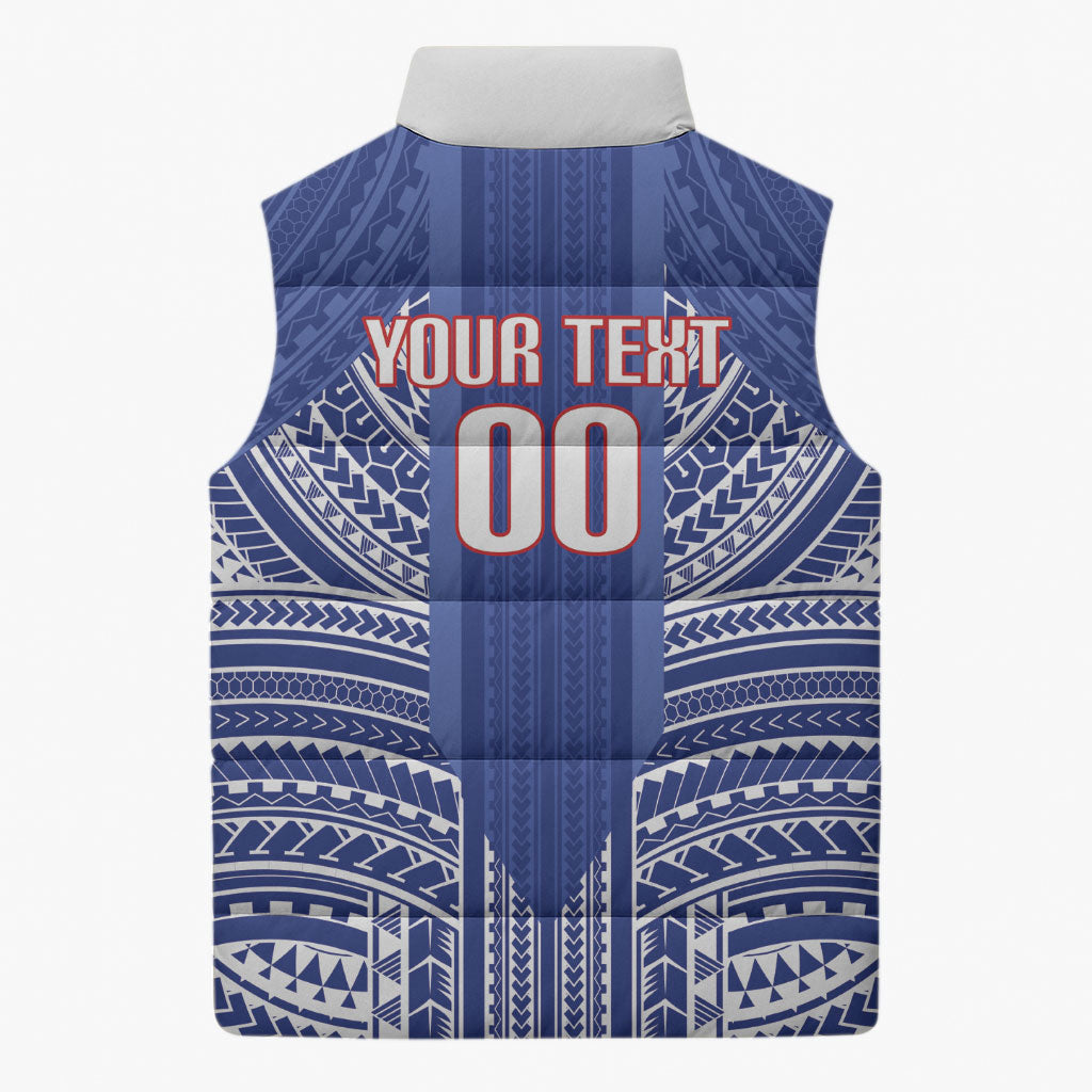 Custom Manu Samoa Rugby 2026 Sleeveless Puffer Jacket Samoan Pattern