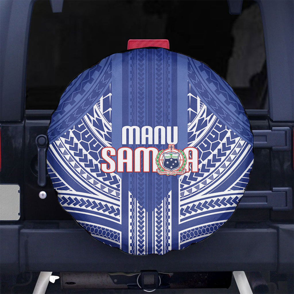 Manu Samoa Rugby 2026 Spare Tire Cover Samoan Pattern LT14 No hole Blue - Polynesian Pride