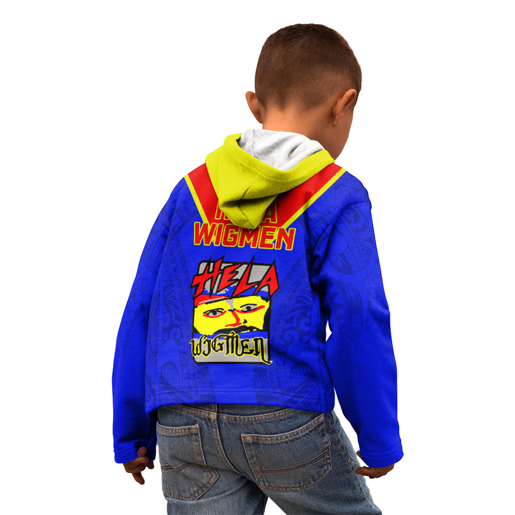 Papua New Guinea Rugby Kid Hoodie Hela Wigmen PNG Polynesian Pattern LT14 - Polynesian Pride