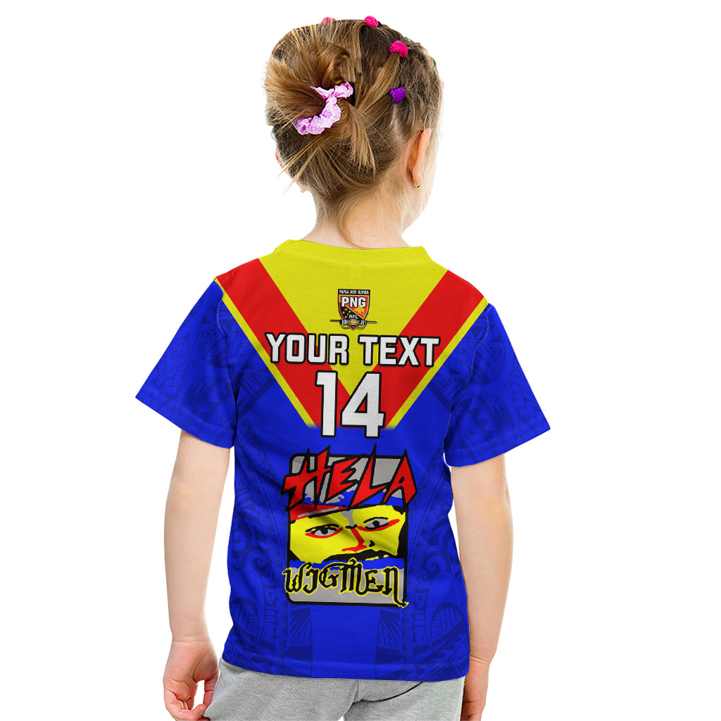 Custom Papua New Guinea Rugby Kid T Shirt Hela Wigmen PNG Polynesian Pattern LT14 - Polynesian Pride