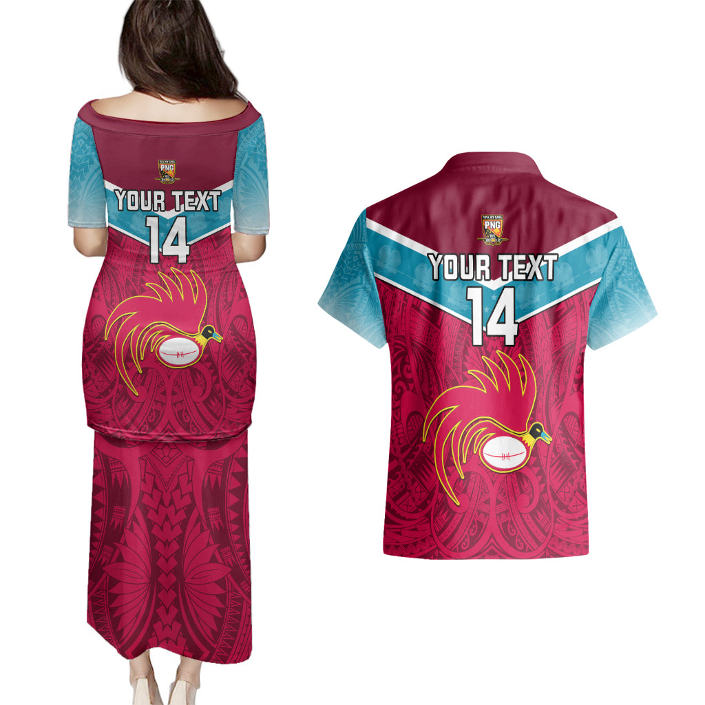 Custom Papua New Guinea Rugby Couples Matching Puletasi Dress and Hawaiian Shirt Goroka Lahanis PNG Polynesian Pattern LT14 - Polynesian Pride