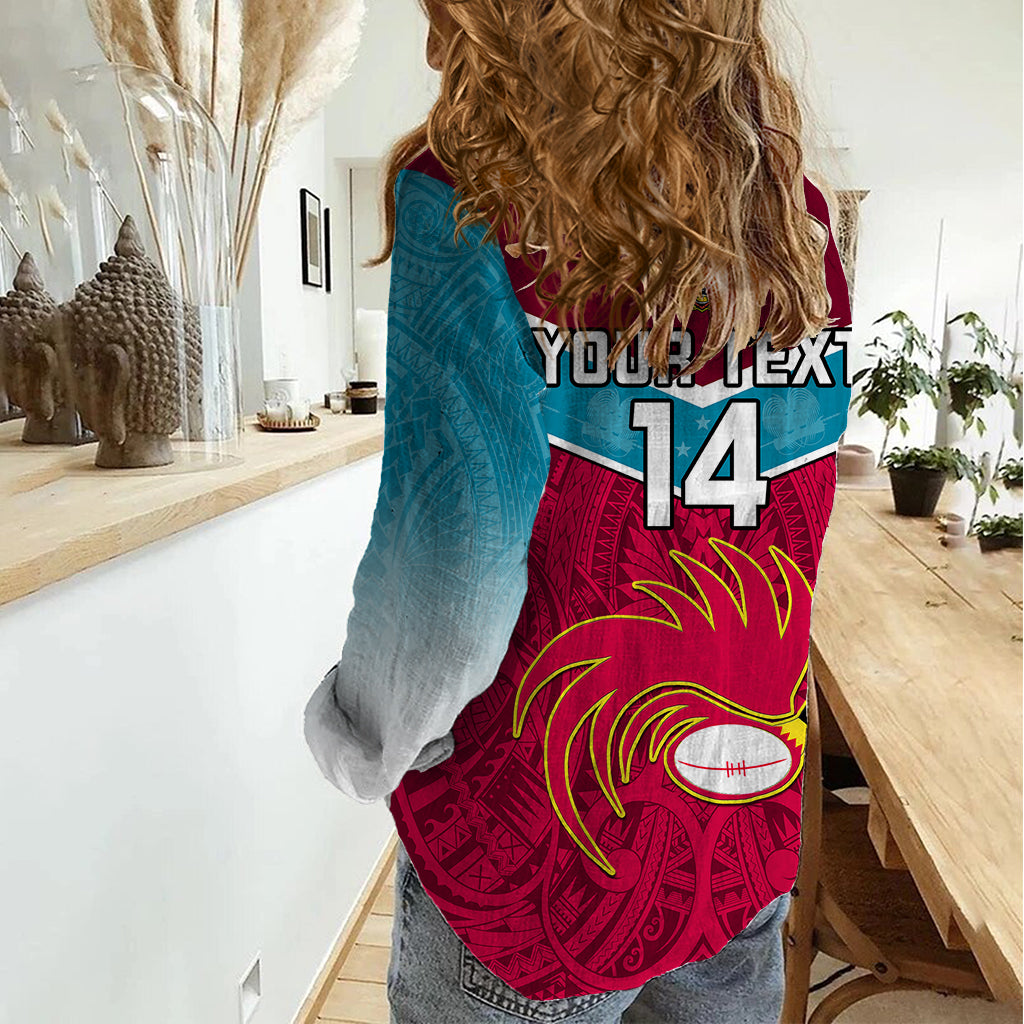 Custom Papua New Guinea Rugby Women Casual Shirt Goroka Lahanis PNG Polynesian Pattern LT14 - Polynesian Pride