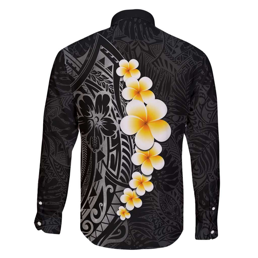 Black Tropical Plumeria With Galaxy Polynesian Art Family Matching Long Sleeve Bodycon Dress and Hawaiian Shirt LT14 - Polynesian Pride