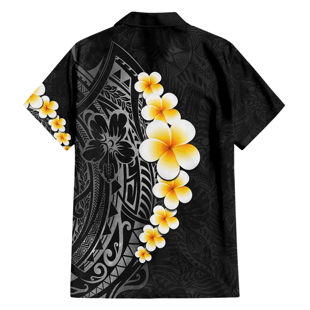 Black Tropical Plumeria With Galaxy Polynesian Art Family Matching Off Shoulder Maxi Dress and Hawaiian Shirt LT14 - Polynesian Pride