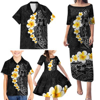 Black Tropical Plumeria With Galaxy Polynesian Art Family Matching Puletasi and Hawaiian Shirt LT14 - Polynesian Pride