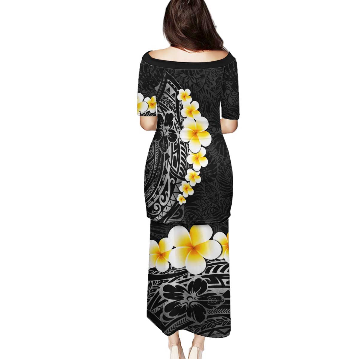 Black Tropical Plumeria With Galaxy Polynesian Art Family Matching Puletasi and Hawaiian Shirt LT14 - Polynesian Pride