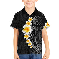 Black Tropical Plumeria With Galaxy Polynesian Art Family Matching Puletasi and Hawaiian Shirt LT14 Son's Shirt Black - Polynesian Pride