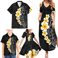 Black Tropical Plumeria With Galaxy Polynesian Art Family Matching Summer Maxi Dress and Hawaiian Shirt LT14 - Polynesian Pride