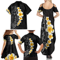 Black Tropical Plumeria With Galaxy Polynesian Art Family Matching Summer Maxi Dress and Hawaiian Shirt LT14 - Polynesian Pride
