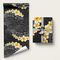 Black Polynesia Wrapping Paper Plumeria Tropical Leaves With Galaxy Polynesian Art
