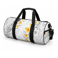 White Tropical Plumeria With Galaxy Polynesian Art Duffle Bag