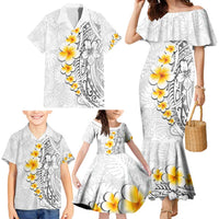 White Tropical Plumeria With Galaxy Polynesian Art Family Matching Mermaid Dress and Hawaiian Shirt LT14 - Polynesian Pride