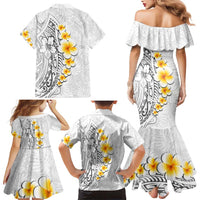 White Tropical Plumeria With Galaxy Polynesian Art Family Matching Mermaid Dress and Hawaiian Shirt LT14 - Polynesian Pride