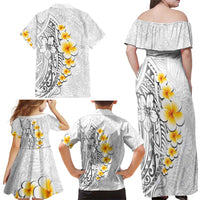 White Tropical Plumeria With Galaxy Polynesian Art Family Matching Off Shoulder Maxi Dress and Hawaiian Shirt LT14 - Polynesian Pride