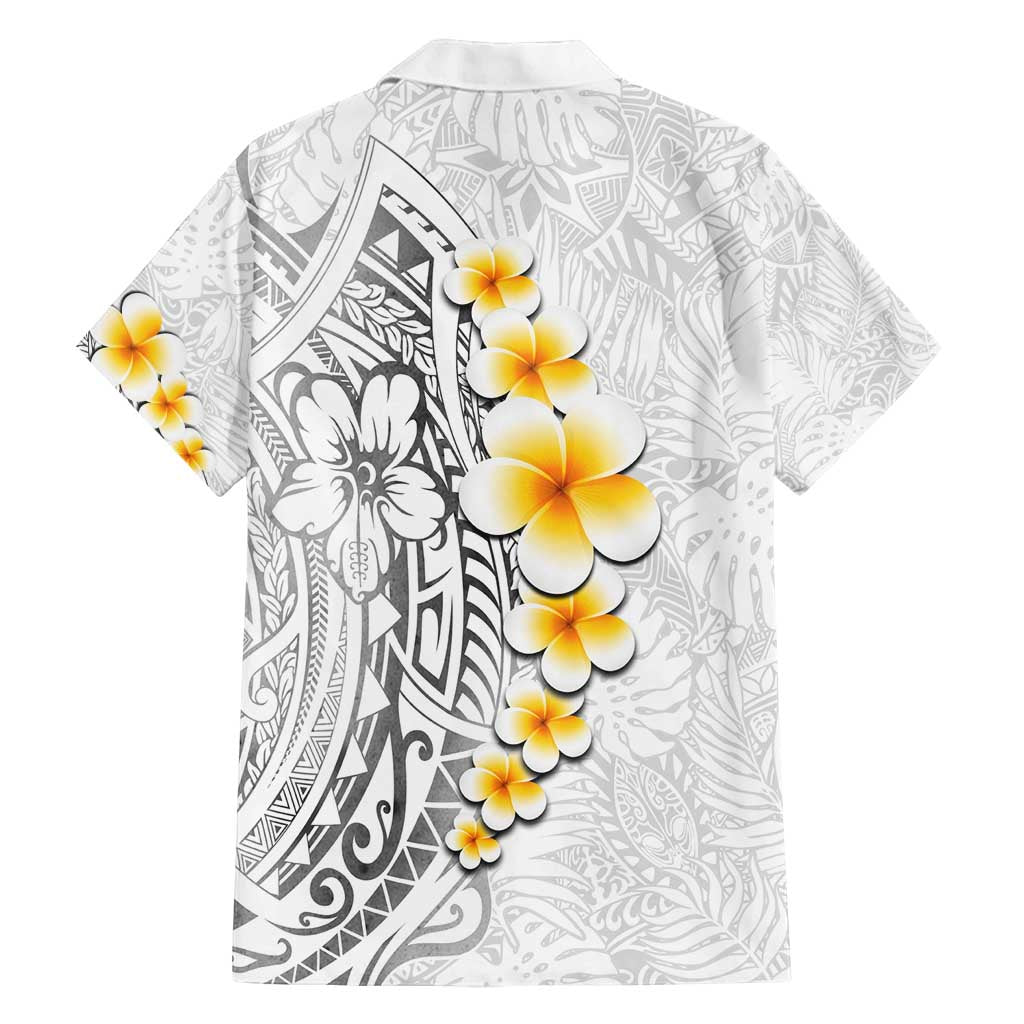 White Tropical Plumeria With Galaxy Polynesian Art Family Matching Off Shoulder Maxi Dress and Hawaiian Shirt LT14 - Polynesian Pride