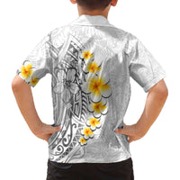 White Tropical Plumeria With Galaxy Polynesian Art Family Matching Puletasi and Hawaiian Shirt LT14 - Polynesian Pride