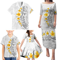 White Tropical Plumeria With Galaxy Polynesian Art Family Matching Puletasi and Hawaiian Shirt LT14 - Polynesian Pride