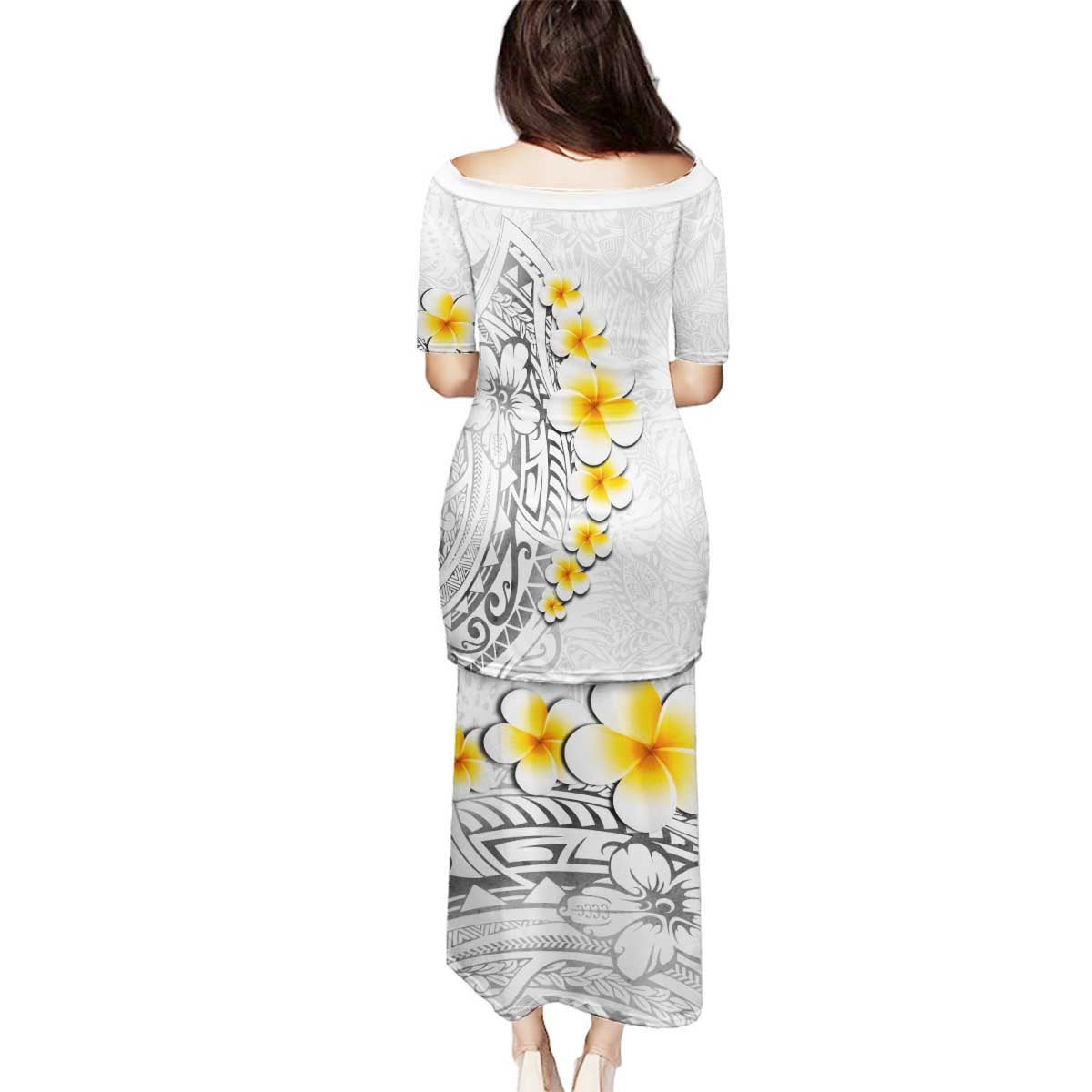White Tropical Plumeria With Galaxy Polynesian Art Family Matching Puletasi and Hawaiian Shirt LT14 - Polynesian Pride