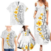 White Tropical Plumeria With Galaxy Polynesian Art Family Matching Summer Maxi Dress and Hawaiian Shirt LT14 - Polynesian Pride
