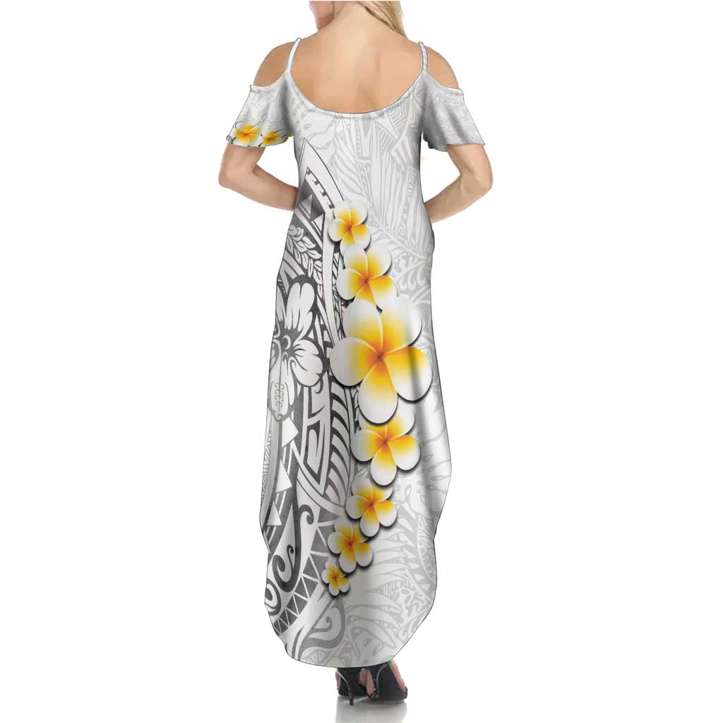 White Tropical Plumeria With Galaxy Polynesian Art Family Matching Summer Maxi Dress and Hawaiian Shirt LT14 - Polynesian Pride