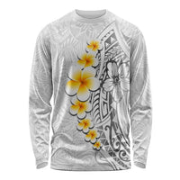 White Tropical Plumeria With Galaxy Polynesian Art Long Sleeve Shirt LT14 Unisex White - Polynesian Pride