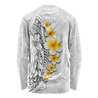 White Tropical Plumeria With Galaxy Polynesian Art Long Sleeve Shirt LT14 - Polynesian Pride