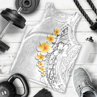 White Tropical Plumeria With Galaxy Polynesian Art Men Tank Top