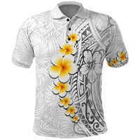 White Tropical Plumeria With Galaxy Polynesian Art Polo Shirt LT14 White - Polynesian Pride