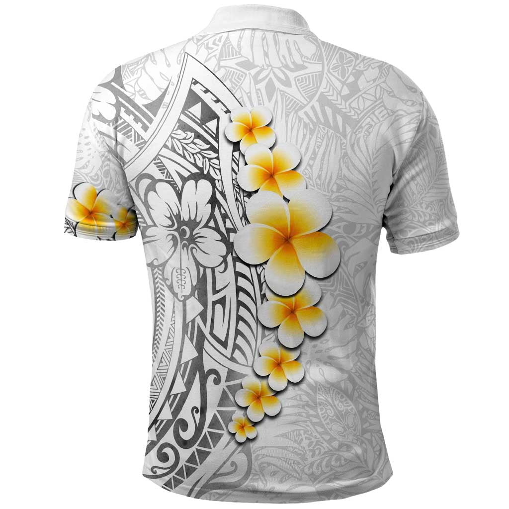White Tropical Plumeria With Galaxy Polynesian Art Polo Shirt LT14 - Polynesian Pride
