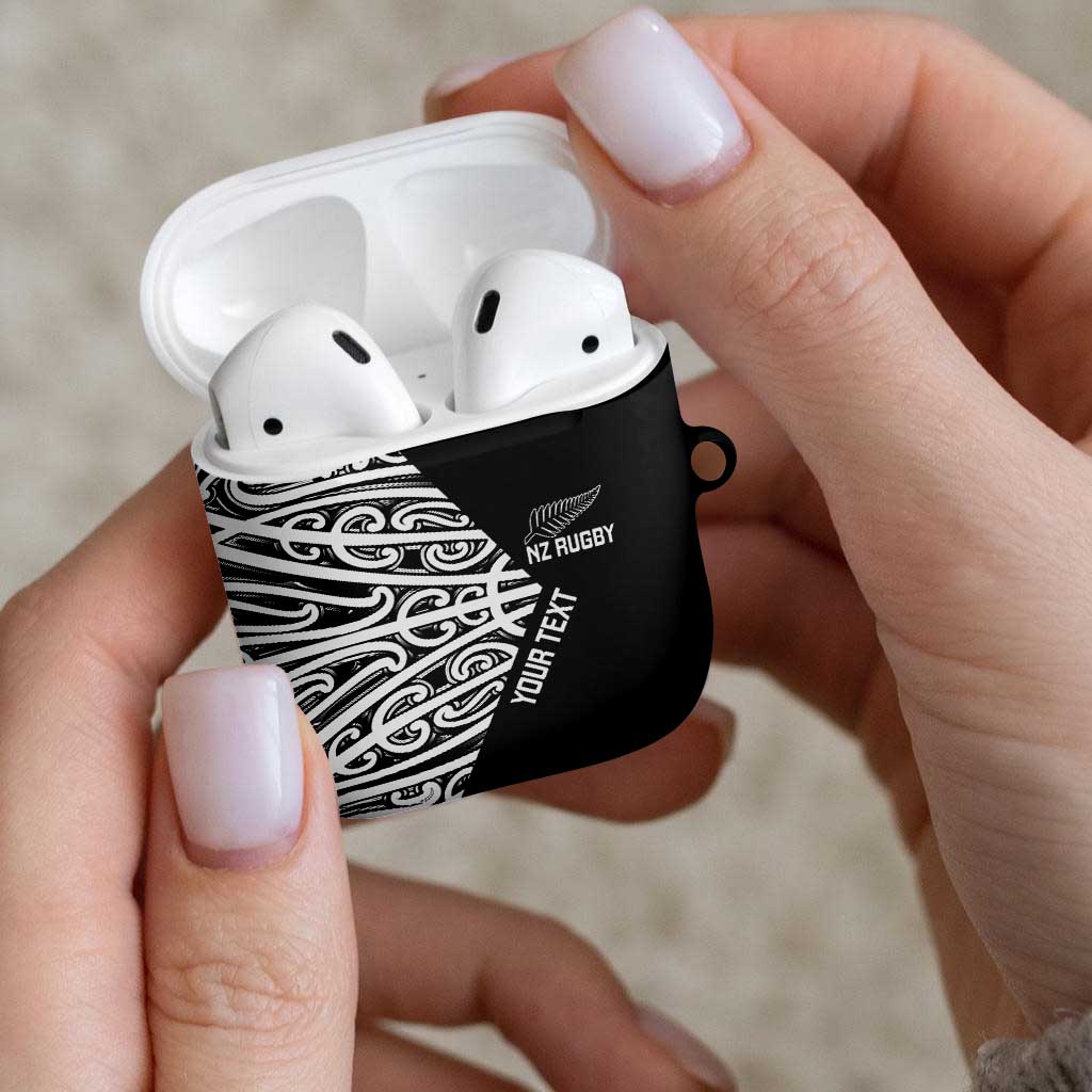 New Zealand Silver Fern Rugby Custom AirPods Case Maori Koru Go Black Fern LT14 - Polynesian Pride