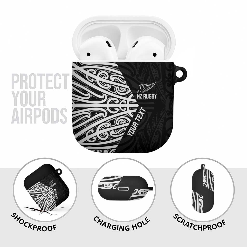 New Zealand Silver Fern Rugby Custom AirPods Case Maori Koru Go Black Fern LT14 - Polynesian Pride