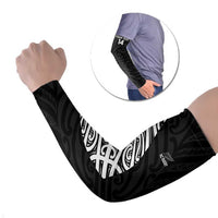 New Zealand Silver Fern Rugby Custom Arm Sleeves Maori Koru Go Black Fern LT14 Set of 2 Black - Polynesian Pride