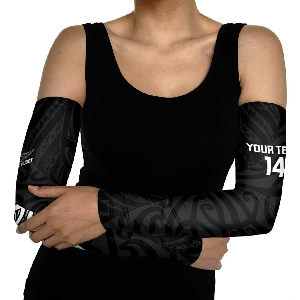New Zealand Silver Fern Rugby Custom Arm Sleeves Maori Koru Go Black Fern LT14 - Polynesian Pride