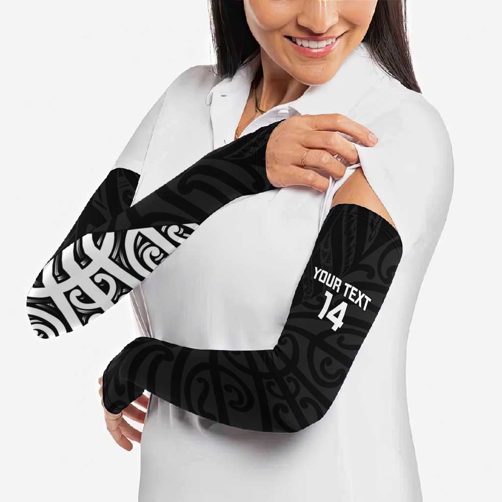 New Zealand Silver Fern Rugby Custom Arm Sleeves Maori Koru Go Black Fern LT14 - Polynesian Pride