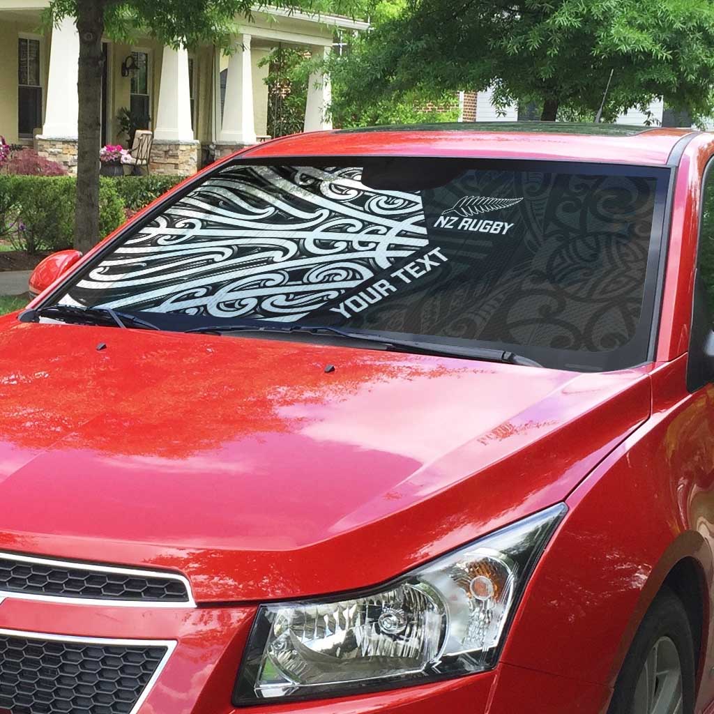 New Zealand Silver Fern Rugby Custom Auto Sun Shade Maori Koru Go Black Fern LT14 - Polynesian Pride