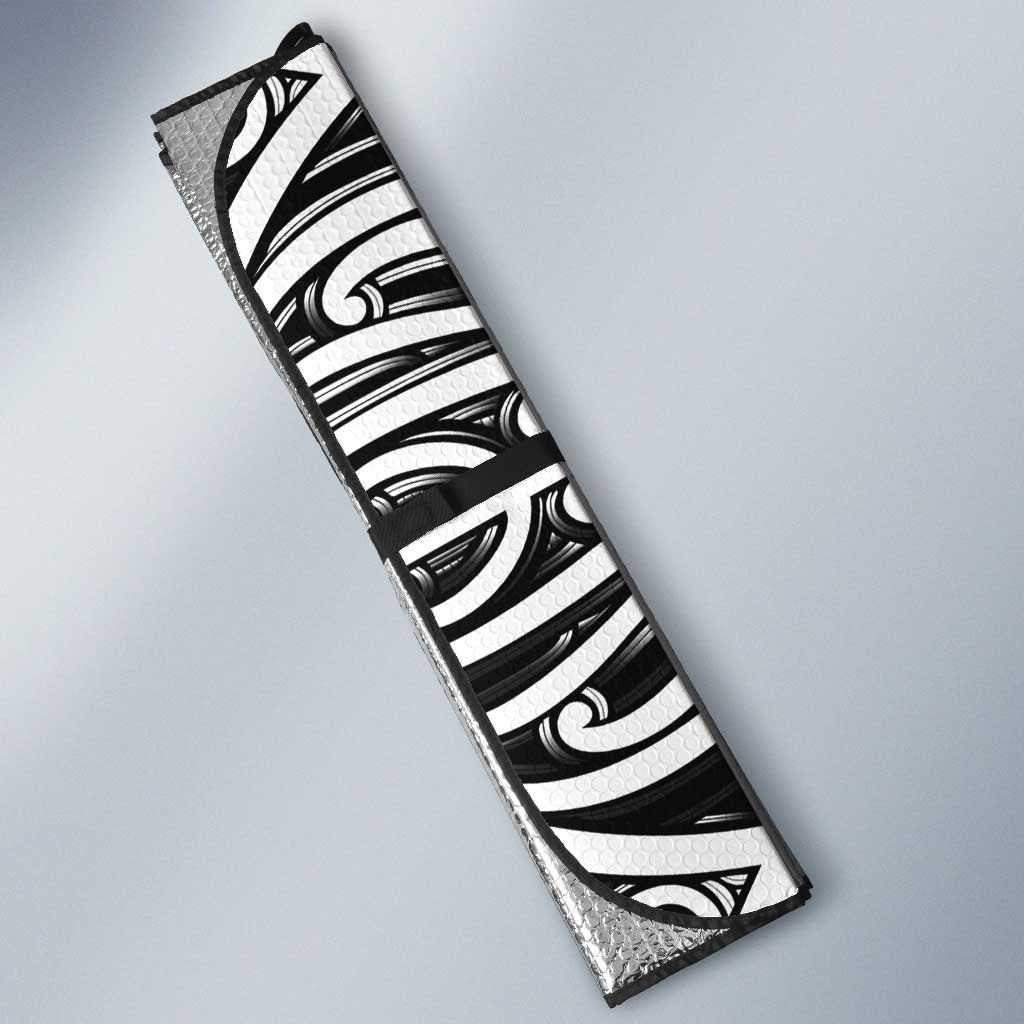 New Zealand Silver Fern Rugby Custom Auto Sun Shade Maori Koru Go Black Fern LT14 - Polynesian Pride