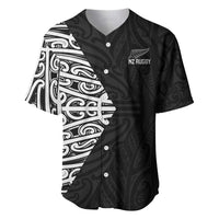 New Zealand Silver Fern Rugby Custom Baseball Jersey Maori Koru Go Black Fern LT14 Black - Polynesian Pride